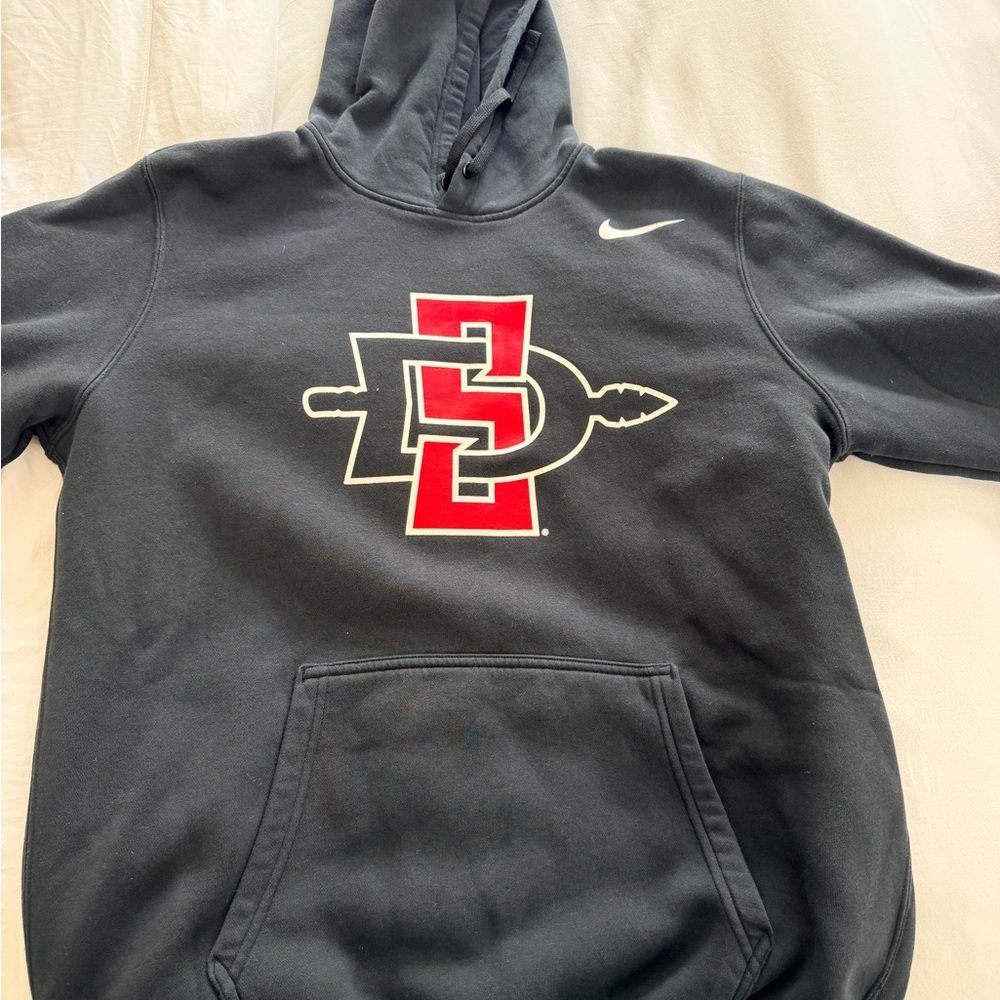 Nike Black Hoodie with Red & White SDSU Graphic